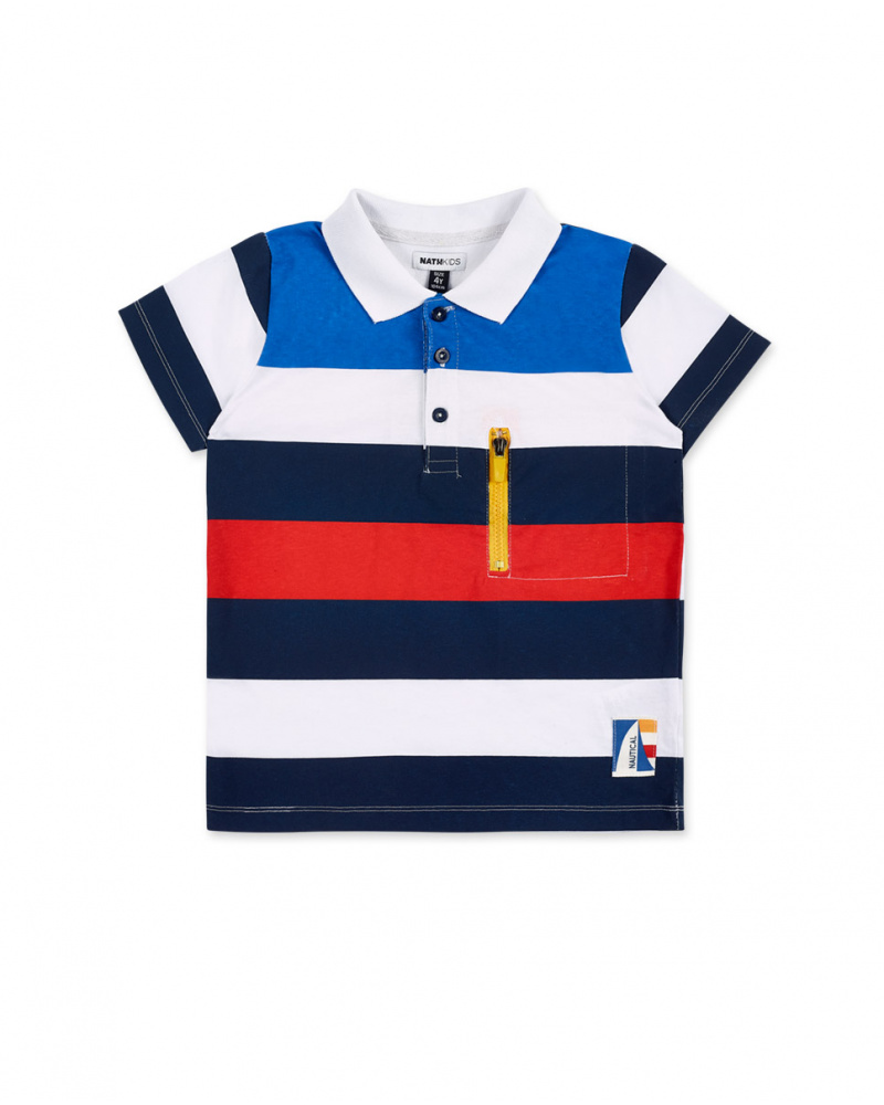 Polo da bambino in maglia bianca Collezione Kayak Club