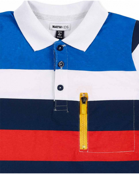 Polo da bambino in maglia bianca Collezione Kayak Club