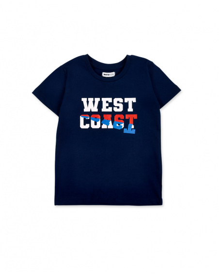 T-shirt da ragazzo in maglia blu scuro Collezione Kayak Club