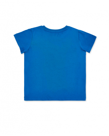 T-shirt blu lavorata a maglia da bambino Collezione Kayak Club