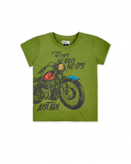 T-shirt da ragazzo in maglia da motociclista kaki Collezione My