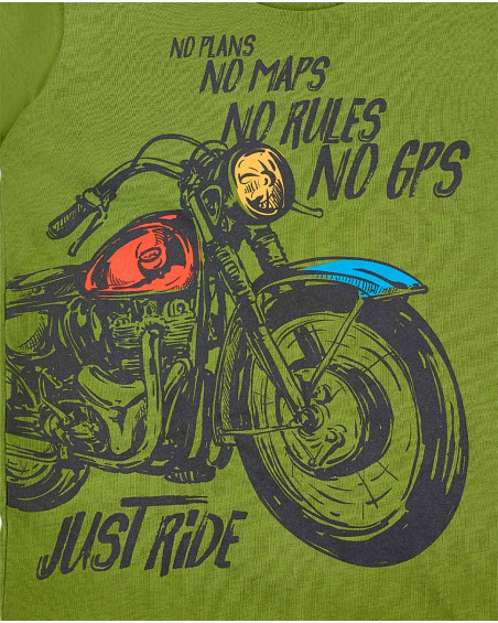 T-shirt da ragazzo in maglia da motociclista kaki Collezione My