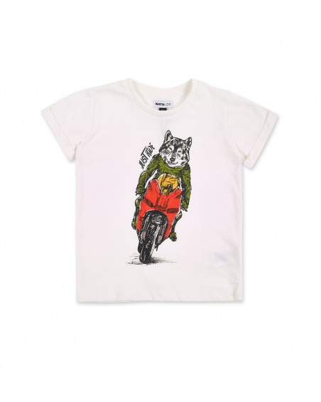 T-shirt bianca da bambino in maglia Collezione My Plan To Escape