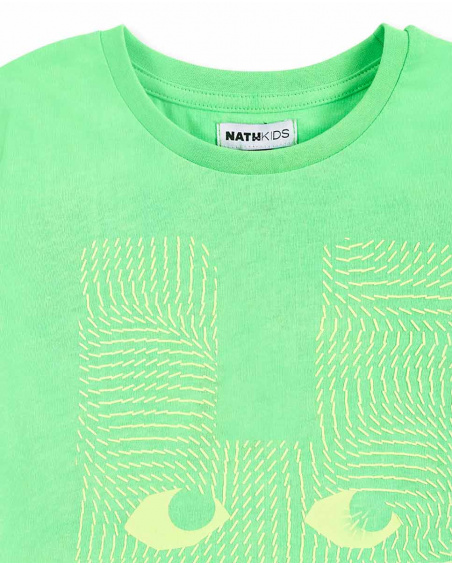 T-shirt verde lavorata a maglia H ragazzo Collezione