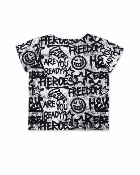 T-shirt bianca in maglia Graffiti per bambino Collezione Urban
