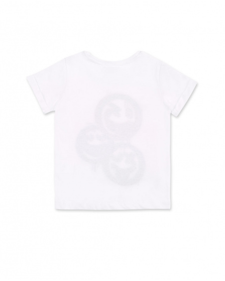 T-shirt bianca con emoji da bambino Collezione Urban Attitude