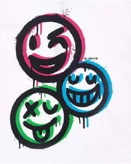 T-shirt bianca con emoji da bambino Collezione Urban Attitude