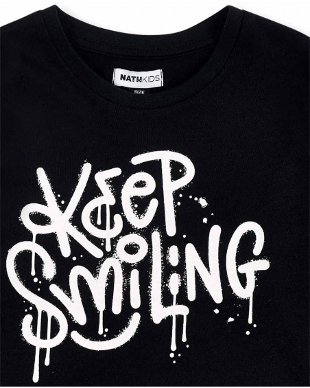 T-shirt nera in maglia da bambino Collezione Urban Attitude