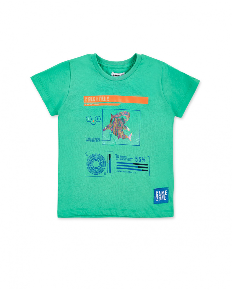 T-shirt verde in maglia da bambino Collezione Game Mode