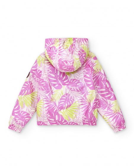 Giacca a vento bianca da bambina Collezione Neon Jungle