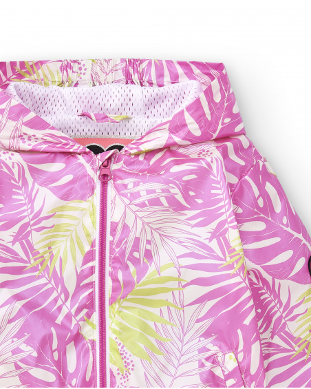 Giacca a vento bianca da bambina Collezione Neon Jungle