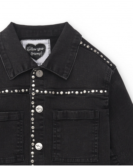 Giacca in denim nero da bambina Collezione Ultimate City Chic