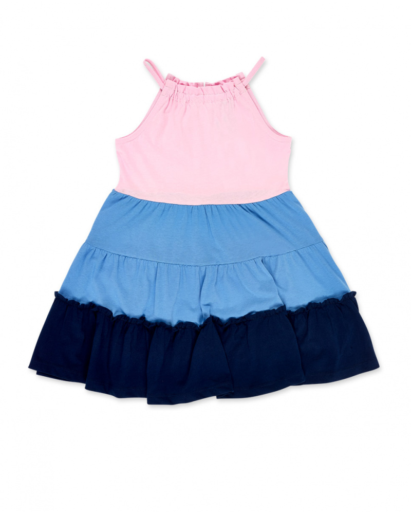 Abito in maglia rosa blu da bambina Collezione Carnet De Voyage