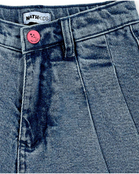 Gonna in denim blu da bambina Collezione Neon Jungle