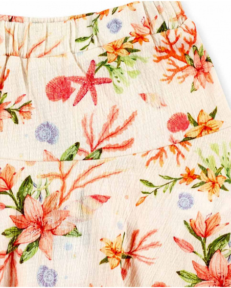 Gonna in maglia beige da bambina Collezione Island Life