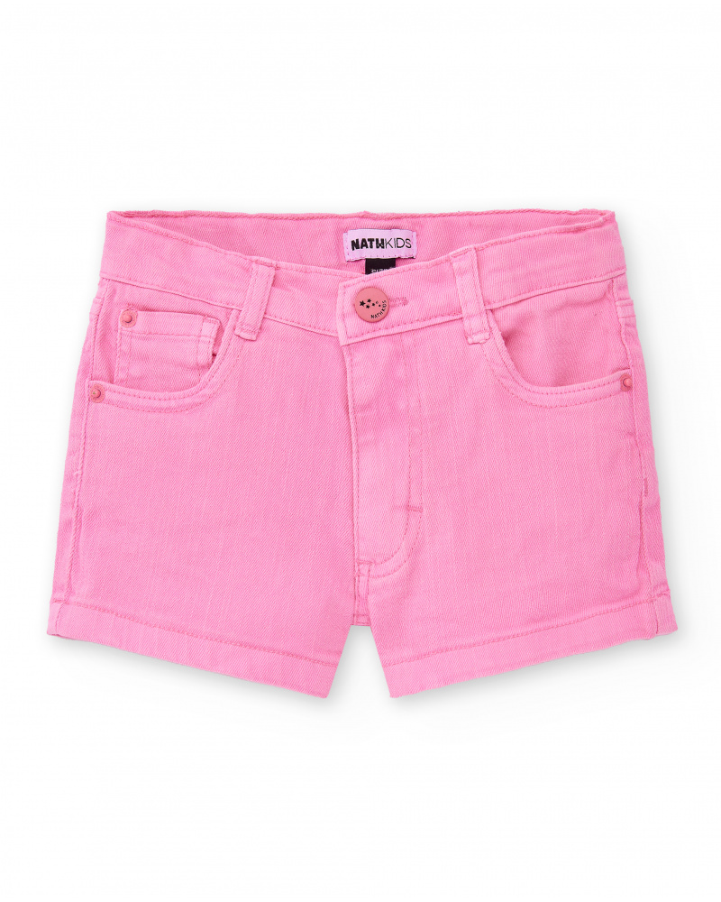 Shorts in denim rosa da bambina Collezione Neon Jungle