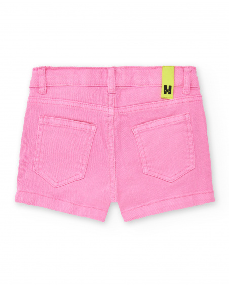 Shorts in denim rosa da bambina Collezione Neon Jungle