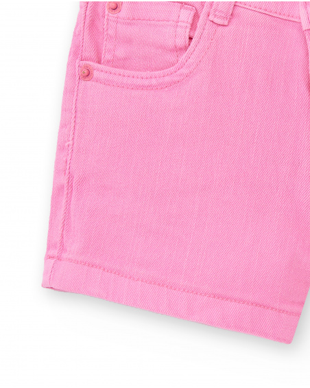 Shorts in denim rosa da bambina Collezione Neon Jungle