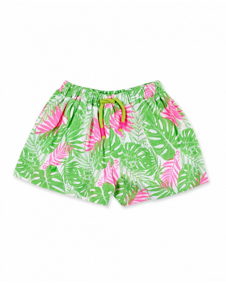 Shorts verdi in maglia da bambina Collezione Neon Jungle