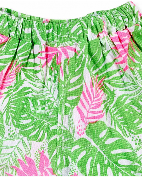 Shorts verdi in maglia da bambina Collezione Neon Jungle