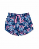 Pantaloncini da bambina in maglia blu scuro stampati Collezione