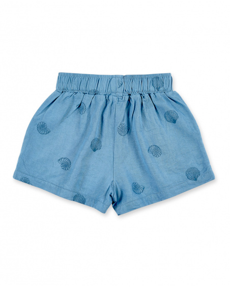 Shorts da bambina in maglia blu indaco Collezione Island Life