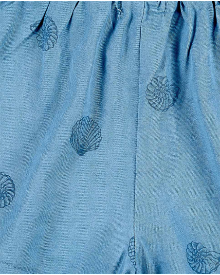 Shorts da bambina in maglia blu indaco Collezione Island Life