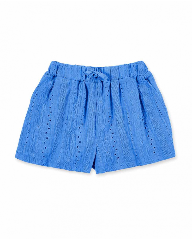 Shorts blu in maglia da bambina Collezione Carnet De Voyage