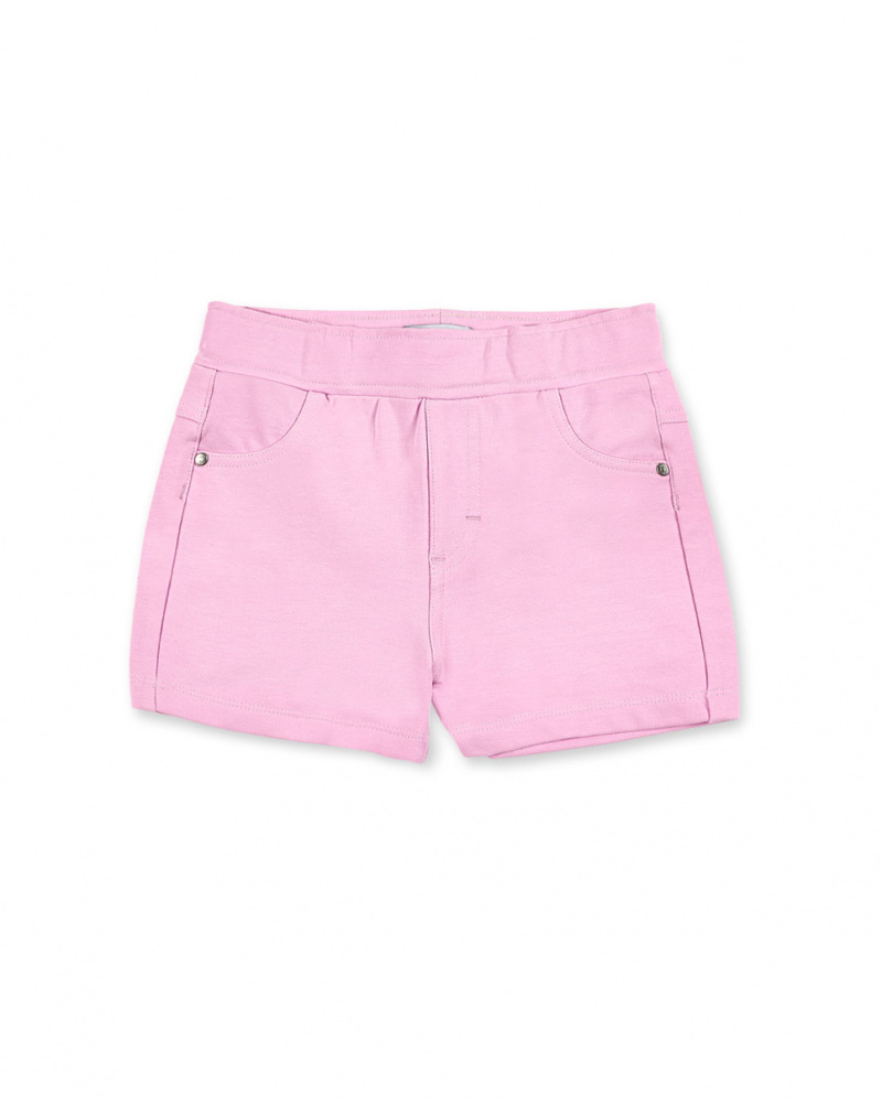 Shorts dritti in maglia rosa da bambina Collezione Basics Girl