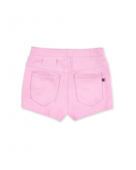 Shorts dritti in maglia rosa da bambina Collezione Basics Girl