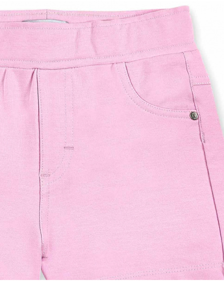 Shorts dritti in maglia rosa da bambina Collezione Basics Girl