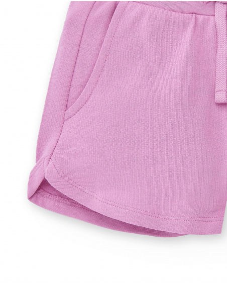 Shorts rosa in maglia da bambina Collezione Basics Girl