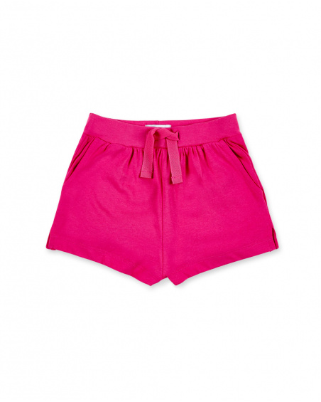 Shorts fucsia in maglia da bambina Collezione Basics Girl