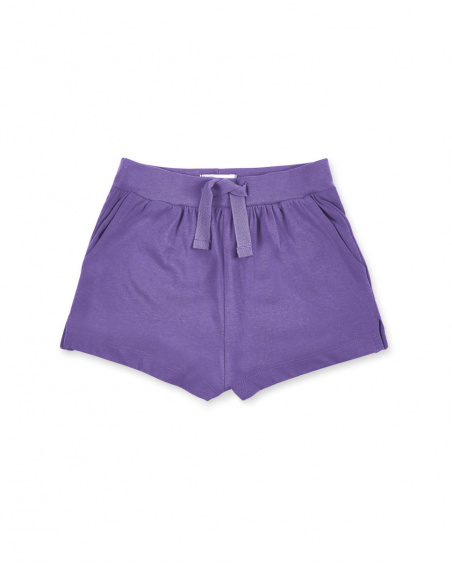 Shorts lilla in maglia da bambina Collezione Basics Girl