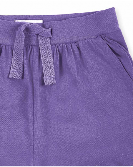 Shorts lilla in maglia da bambina Collezione Basics Girl