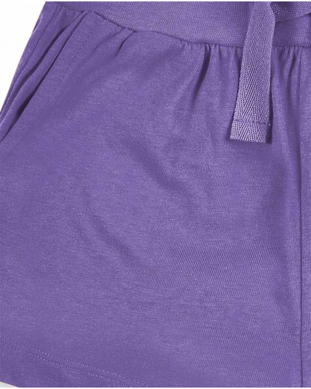 Shorts lilla in maglia da bambina Collezione Basics Girl
