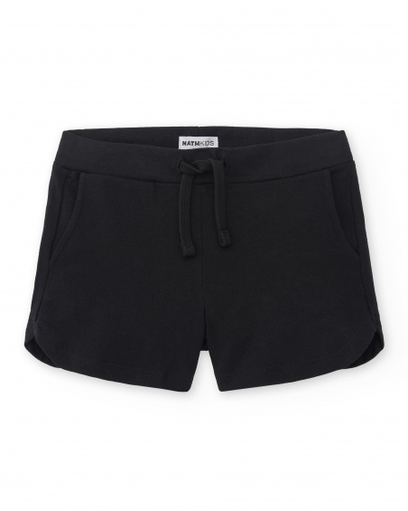 Shorts neri in maglia da bambina Collezione Basics Girl