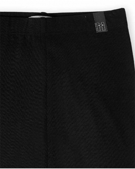 Leggings neri in maglia da bambina Collezione Basics Girl