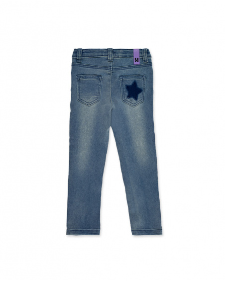 Pantaloni in denim blu da bambina Collezione Summer Vibes