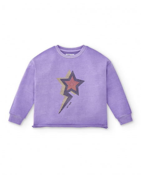 Felpa lilla lavorata a maglia da bambina Collezione Summer Vibes tuc tuc