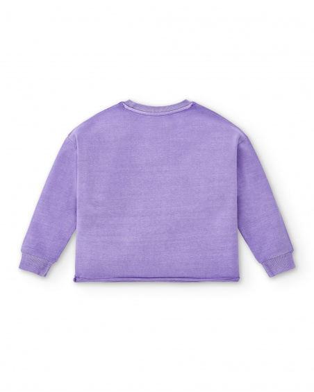 Felpa lilla lavorata a maglia da bambina Collezione Summer Vibes