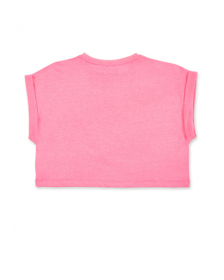 T-shirt rosa in maglia da bambina Collezione Neon Jungle