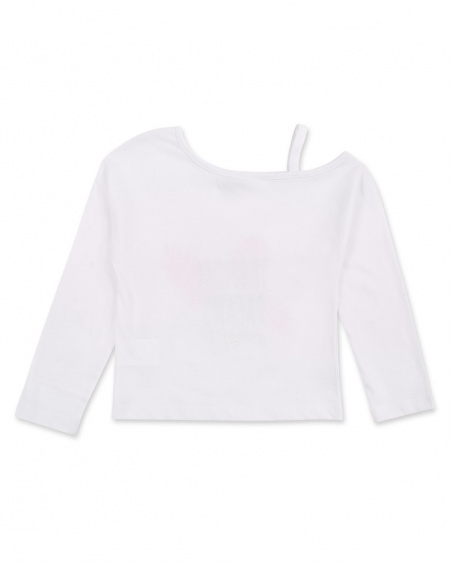 T-shirt lunga bianca in maglia da bambina Collezione Neon Jungle