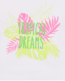 T-shirt lunga bianca in maglia da bambina Collezione Neon Jungle