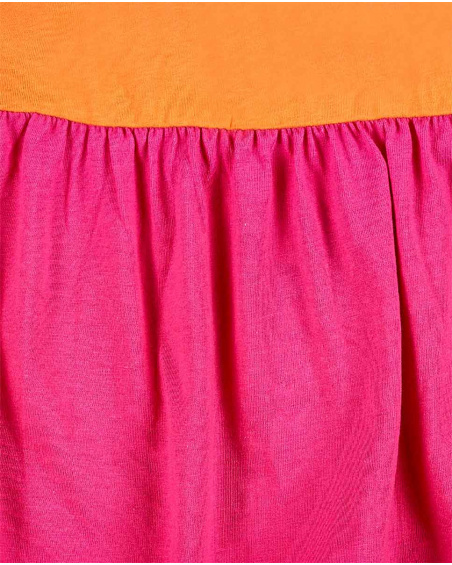 T-shirt in maglia arancione fucsia da bambina Collezione Sunday
