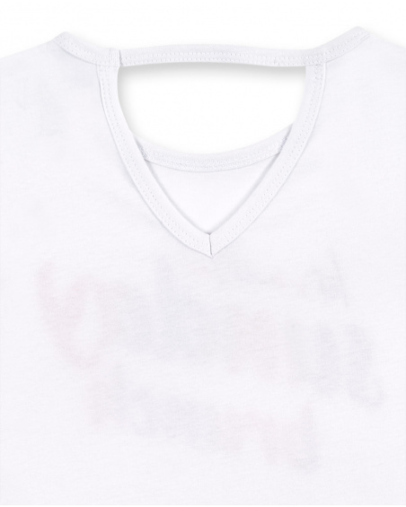 T-shirt bianca in maglia bambina Collezione Sunday Brunch