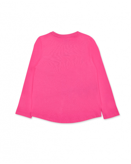 T-shirt fucsia lavorata a maglia da bambina Collezione Sunday