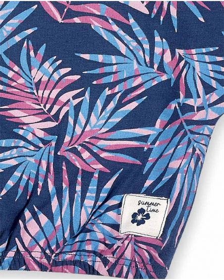T-shirt corta in maglia blu navy da bambina Collezione