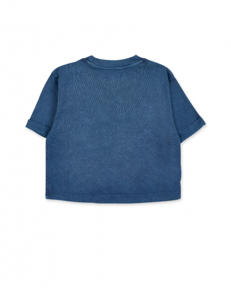 T-shirt blu navy in maglia da bambina Collezione California