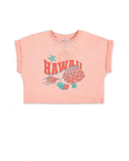 T-shirt rosa in maglia da bambina Collezione Island Life